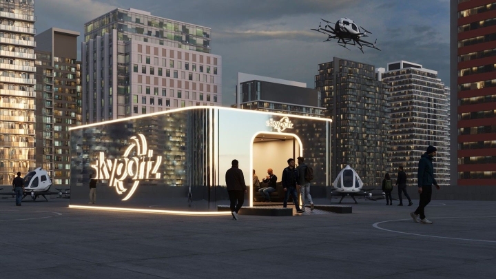 Skyportz: запатентованный вертипад для безопасных сетей авиамобильности